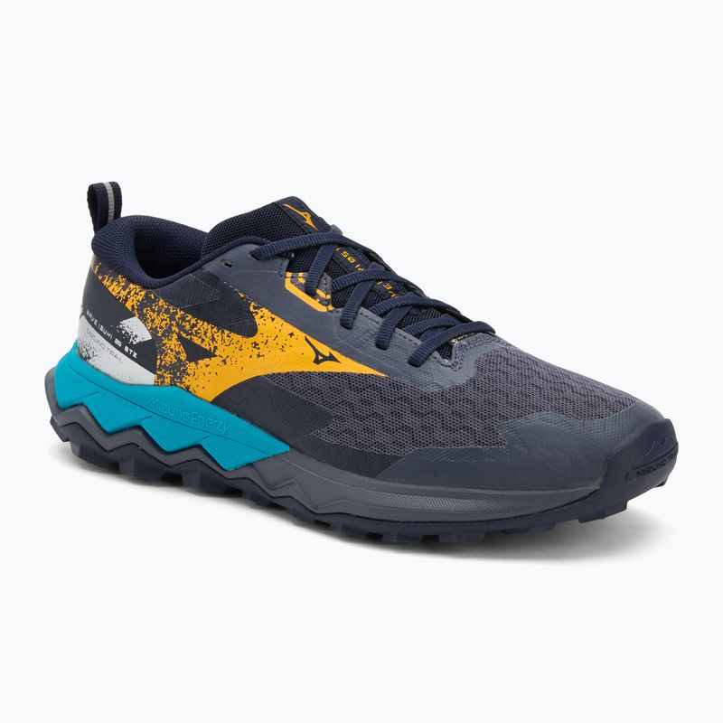 Herren Laufschuhe Mizuno Wave Ibuki 5 GTX odyssey grau/zitrus/bariton blau