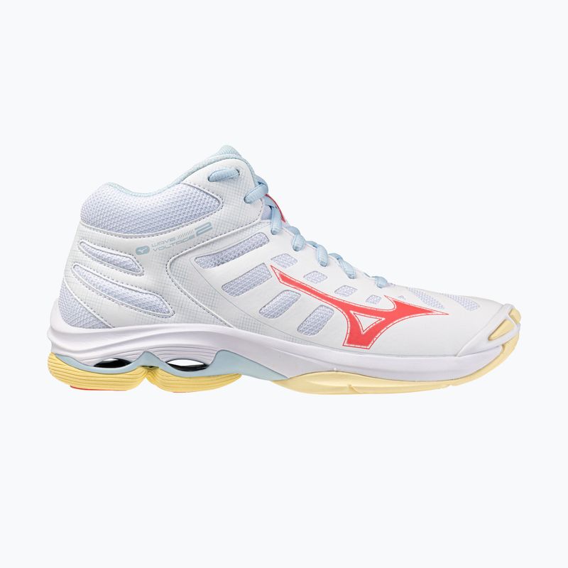 Damen Volleyballschuhe Mizuno Wave Voltage 2 Mid weiß/calypso coral/pale banana