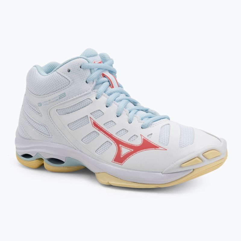 Damen Volleyballschuhe Mizuno Wave Voltage 2 Mid weiß/calypso coral/pale banana
