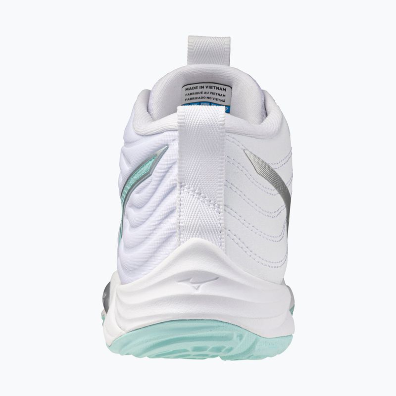 Damen-Volleyballschuhe Mizuno Wave Momentum Elite Mid weiß/blauer Farbton 3