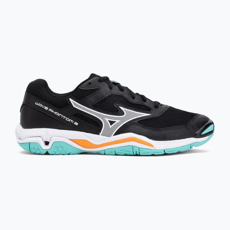 Mizuno Wave Phantom 3 Handballschuhe schwarz/tangelo/eisgrün 2