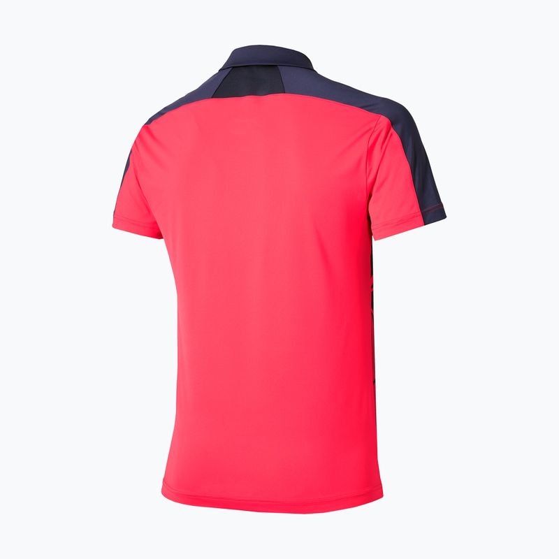Herren Mizuno Daybreakers Shadow Polo-Shirt vibrierendes Rot 2