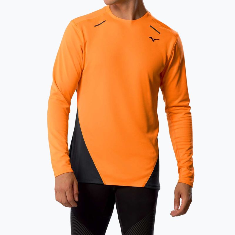 Herren-Longsleeve zum Laufen Mizuno Tech Thermal Charge tangelo