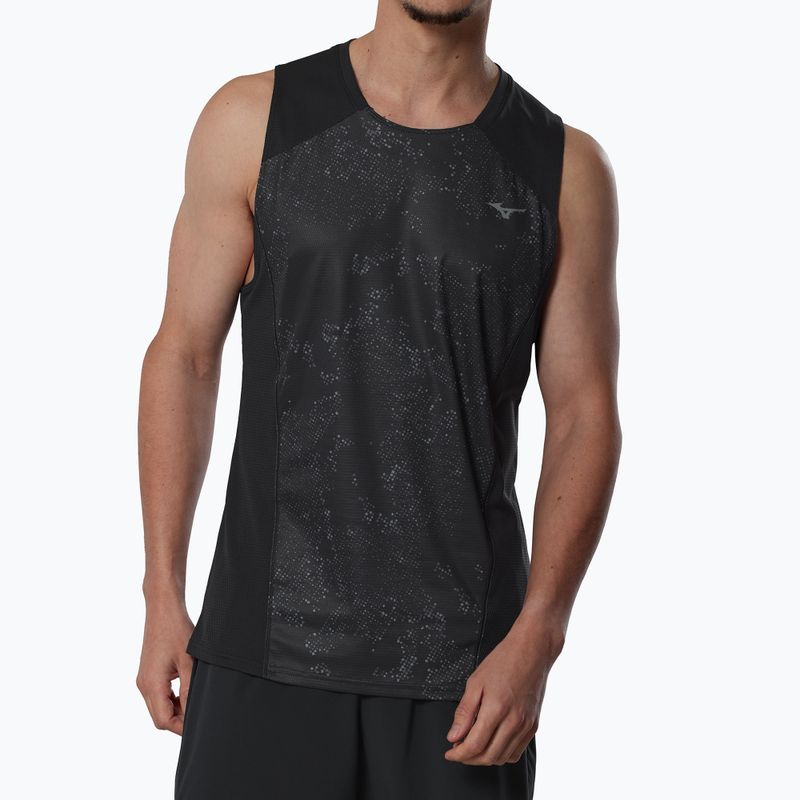 Herren-Lauf-Tanktop Mizuno Active DryAeroFlow Graphic Tank Top black/gray