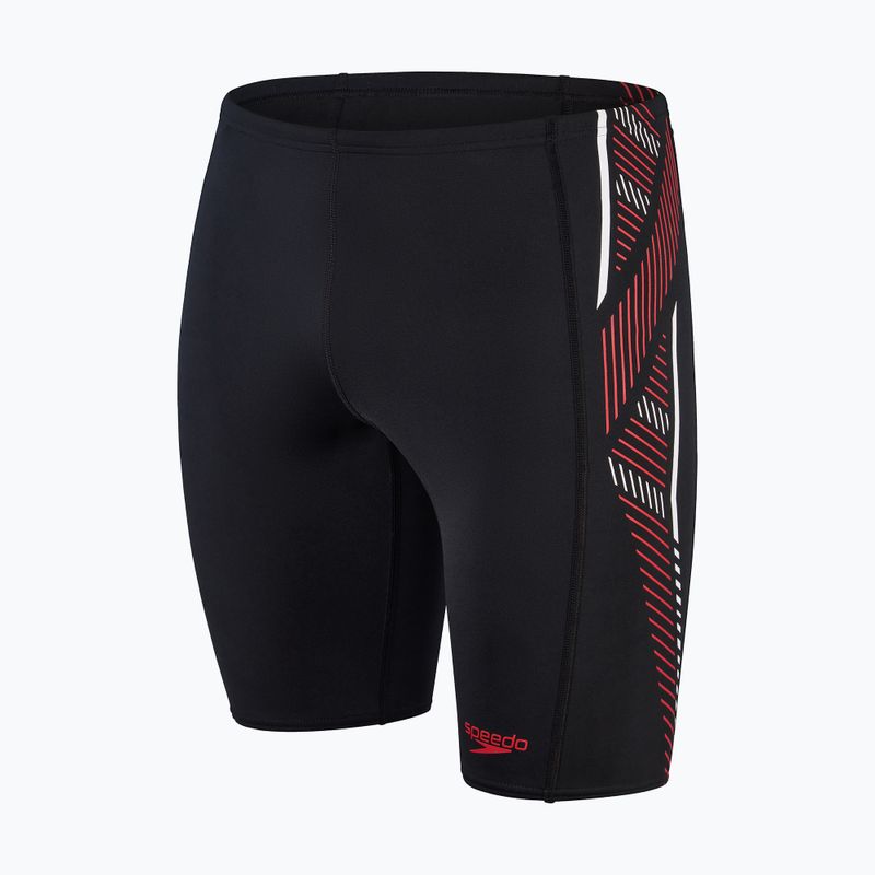 Herren Speedo Tech Panel Jammer Badebekleidung schwarz und rot 8-00303414537