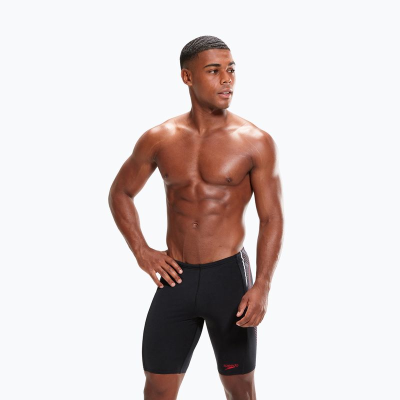 Herren Speedo Tech Panel Jammer Badebekleidung schwarz und rot 8-00303414537