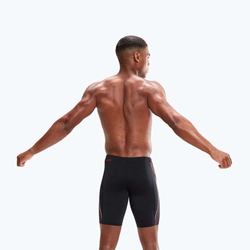 Herren Speedo Tech Panel Jammer Badebekleidung schwarz und rot 8-00303414537