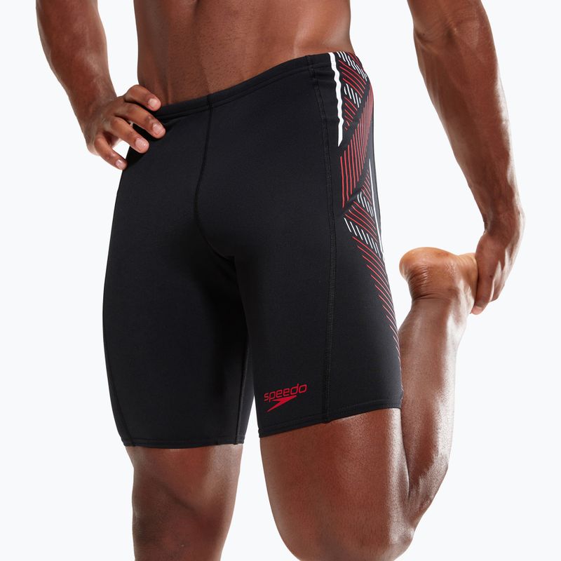 Herren Speedo Tech Panel Jammer Badebekleidung schwarz und rot 8-00303414537