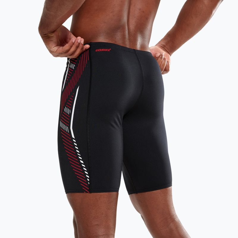 Herren Speedo Tech Panel Jammer Badebekleidung schwarz und rot 8-00303414537