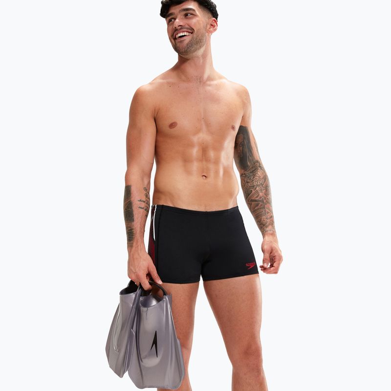Speedo Tech Panel Aquashort Herren Schwimmunterhose schwarz und rot 8-00303514539