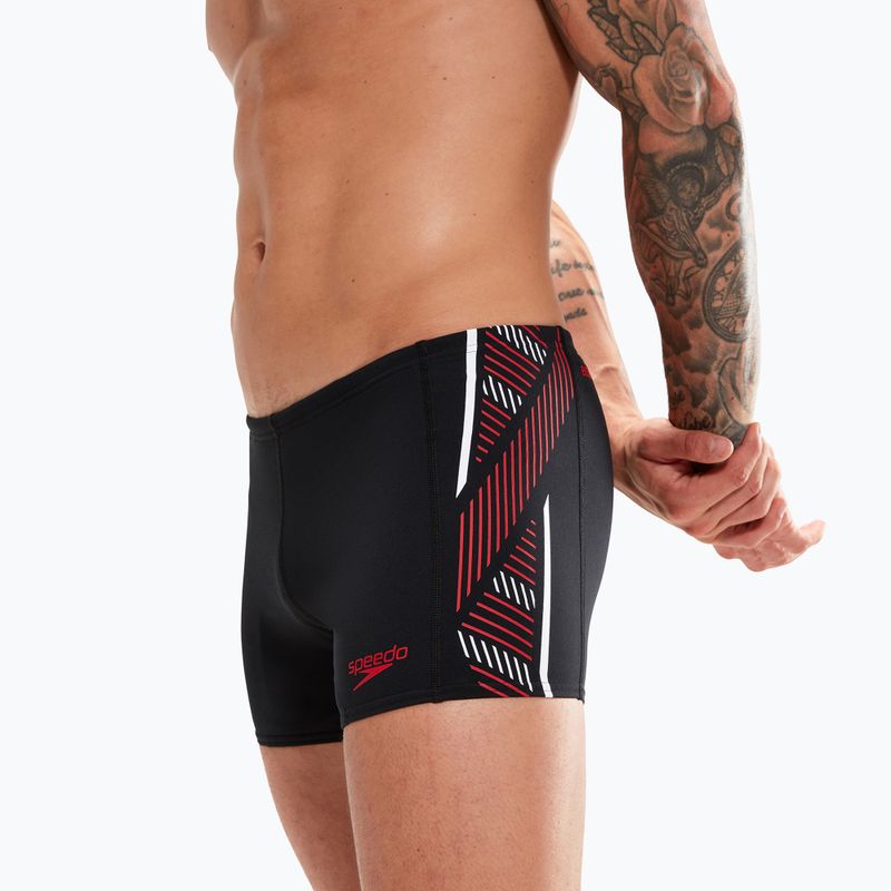 Speedo Tech Panel Aquashort Herren Schwimmunterhose schwarz und rot 8-00303514539