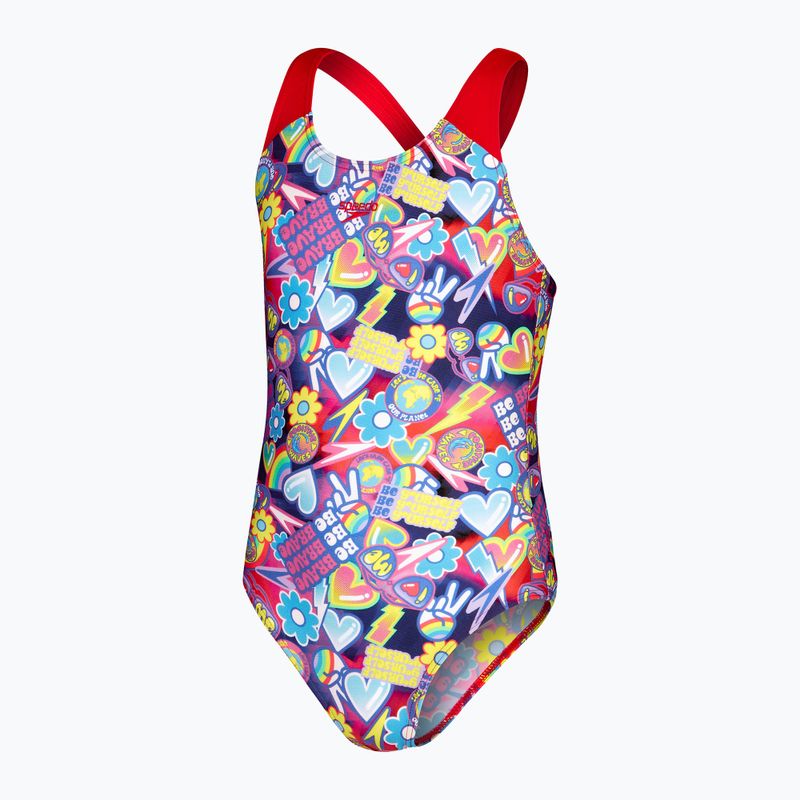 Speedo Digital Allover Splashback blau/rot einteiliger Badeanzug für Kinder 8-00262314742