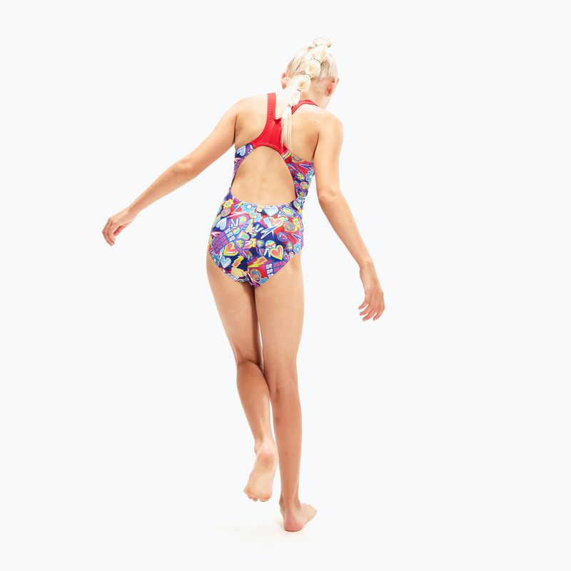 Speedo Digital Allover Splashback blau/rot einteiliger Badeanzug für Kinder 8-00262314742