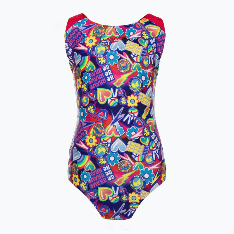 Speedo Digital Allover Splashback blau/rot einteiliger Badeanzug für Kinder 8-00262314742