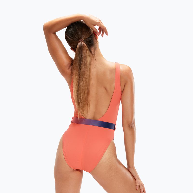 Speedo Belted Deep U-Back einteiliger Badeanzug für Damen orange 8-00307415485 6