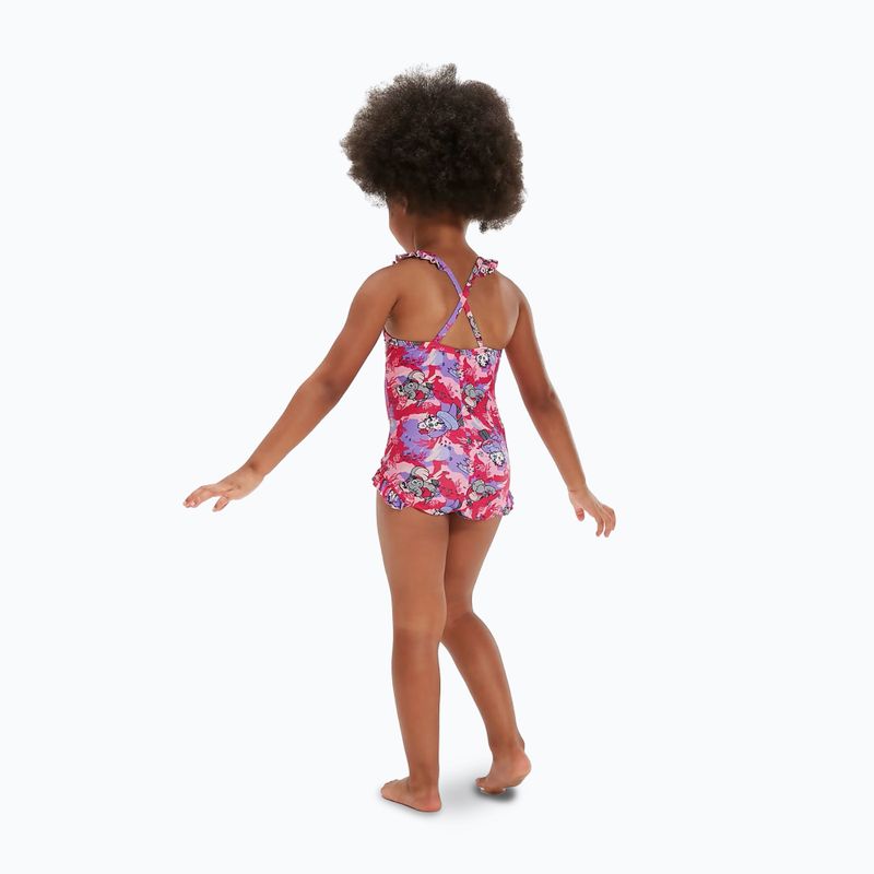 Speedo Learn To Swim Printed Frill Thinstrap Cherry Pink/Sweet Taro/Hellium einteiliger Badeanzug für Kinder 4