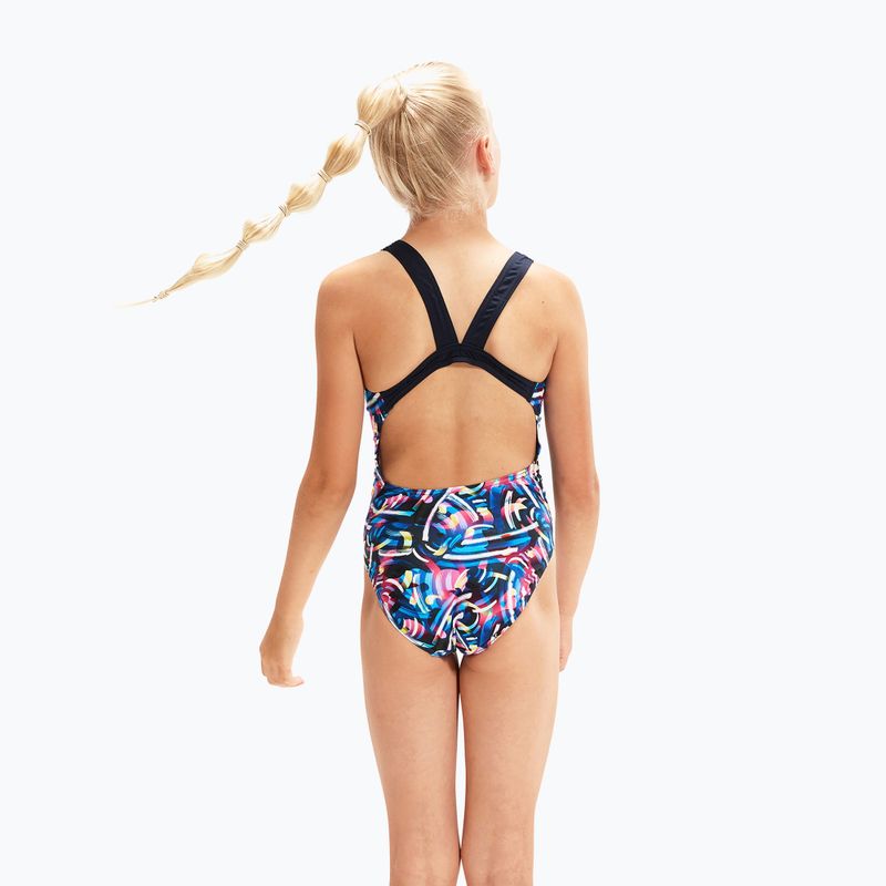 Speedo Digital Allover Leaderback einteiliger Badeanzug für Kinder blau/schwarz 8-1237714743 4