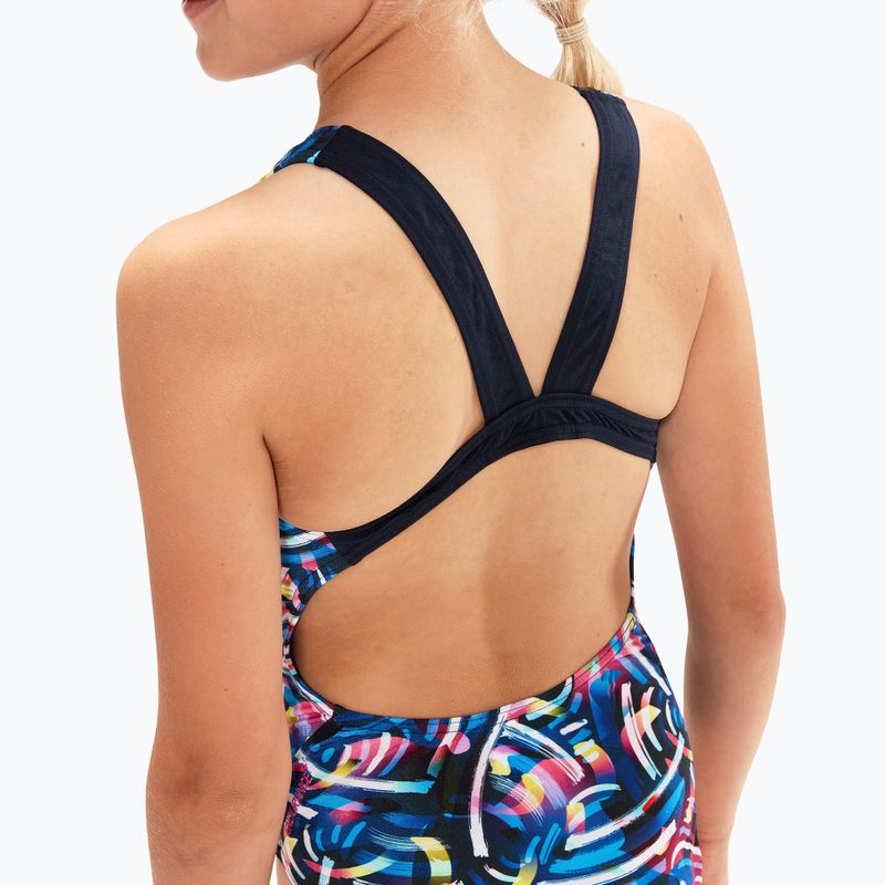 Speedo Digital Allover Leaderback einteiliger Badeanzug für Kinder blau/schwarz 8-1237714743 6