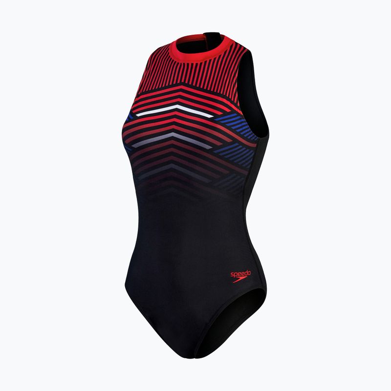Speedo Damen Badeanzug einteilig Digital Placement Hydrasuit schwarz-rot 8-1244515213
