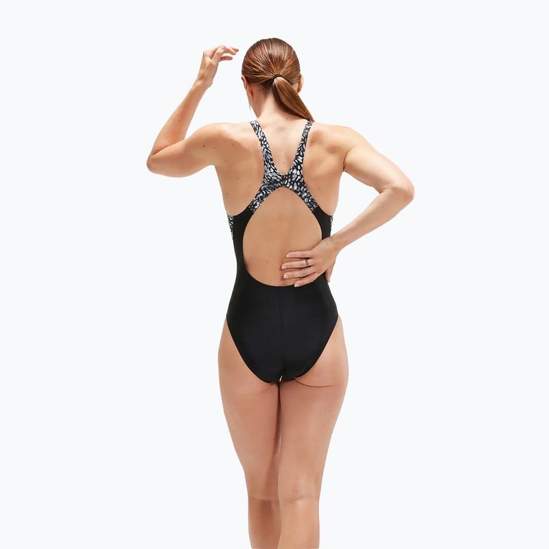 Speedo Damen-Badeanzug Allover Digital Recordbreaker schwarz/usa charcoal/shark grey/white