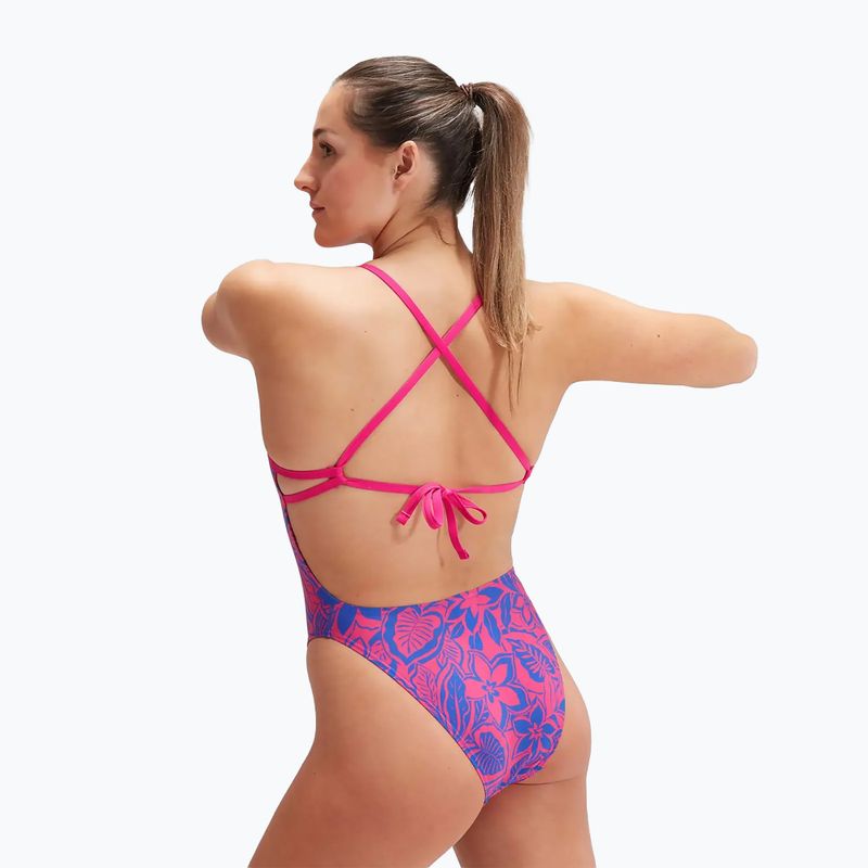 Speedo Damen-Badeanzug Allover Digital Tie-Back chroma blau/elektrisch pink