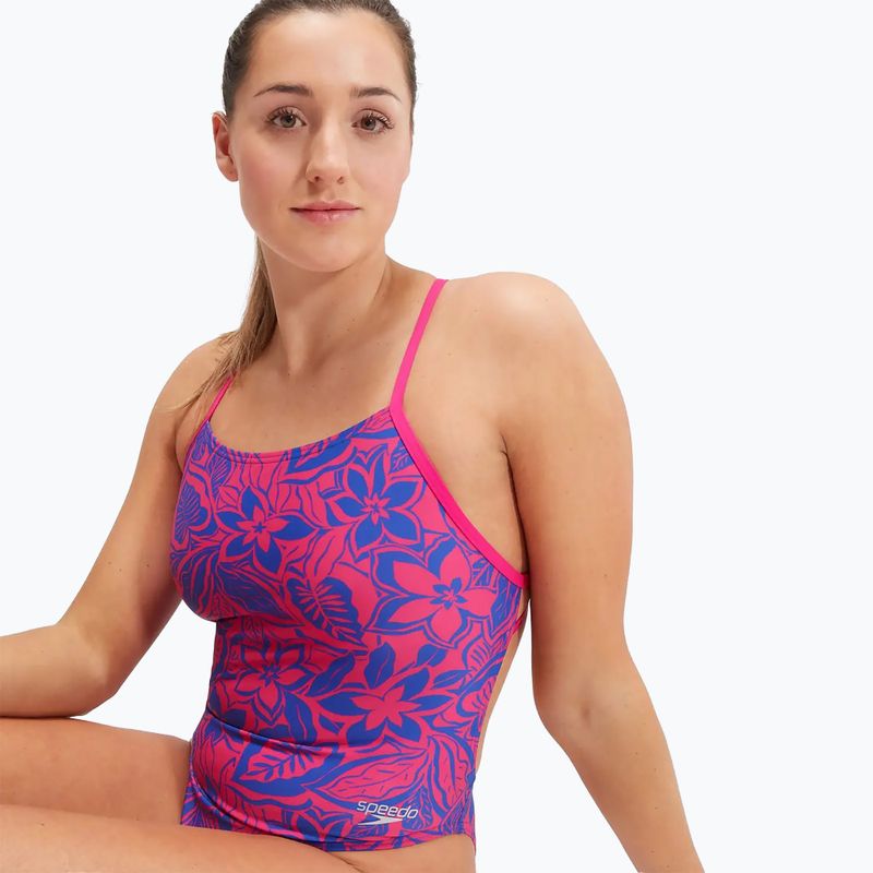 Speedo Damen-Badeanzug Allover Digital Tie-Back chroma blau/elektrisch pink