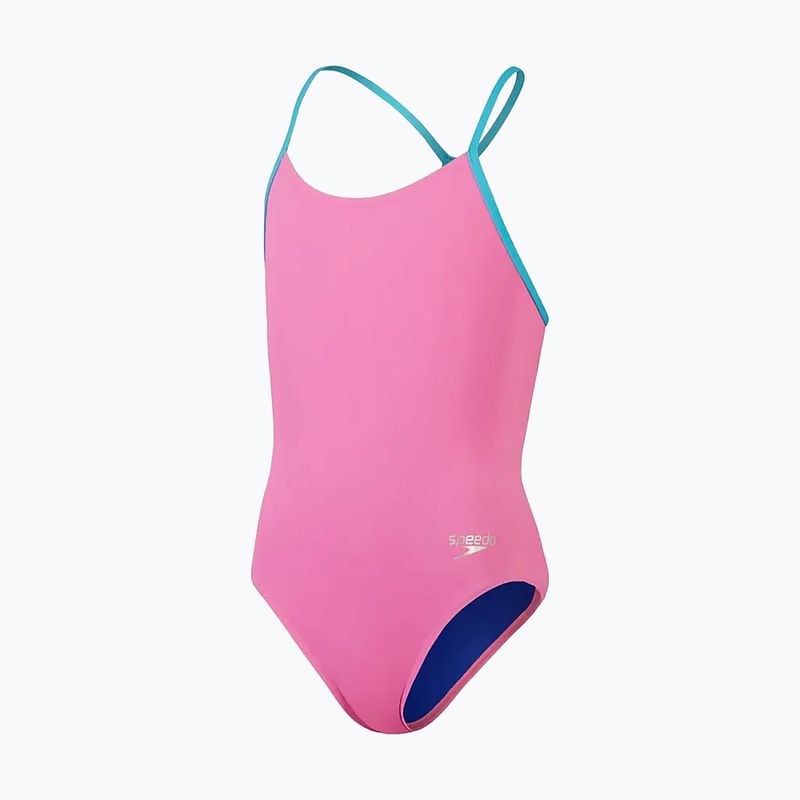 Speedo Kinder-Badeanzug Solid Lane Line Back rosa/blau