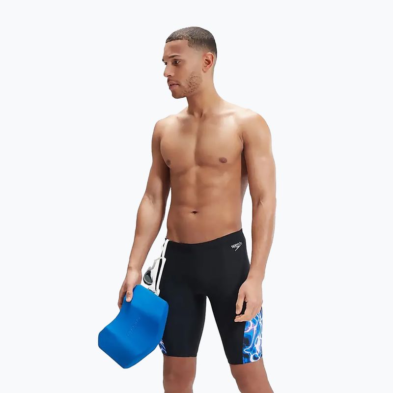 Herren Speedo Allover Digi V-Cut Badehose schwarz/blau 12