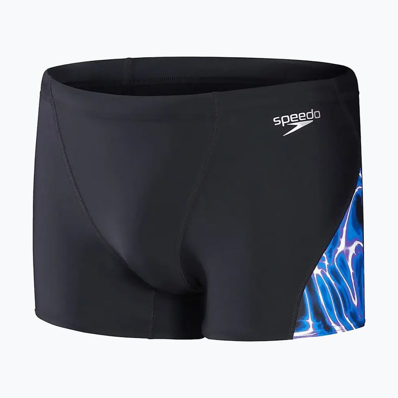 Herren Speedo Allover Digi V-Cut Schwimm-Boxershorts schwarz/blau