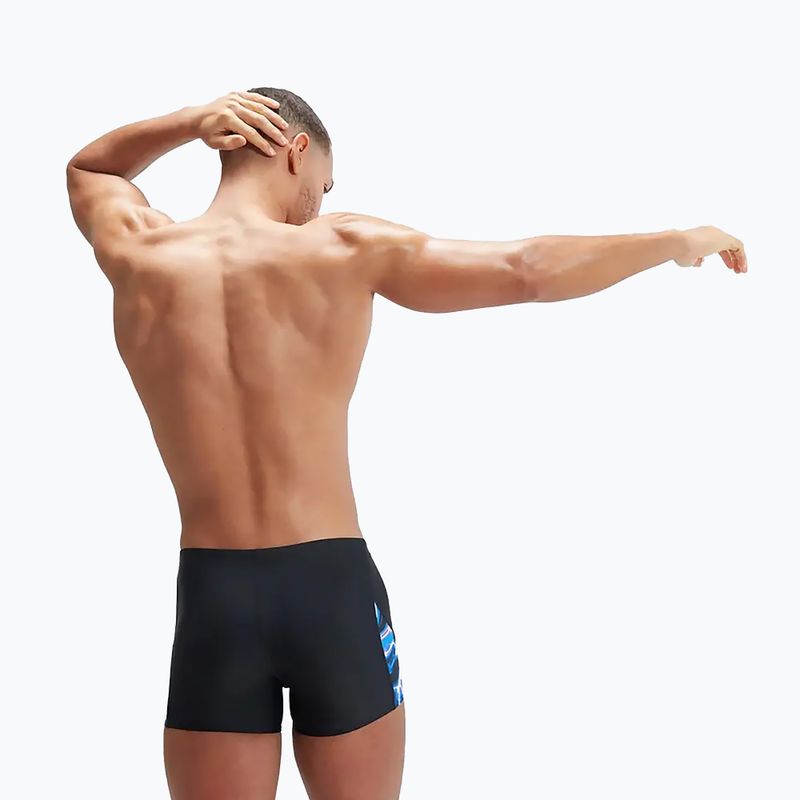 Herren Speedo Allover Digi V-Cut Schwimm-Boxershorts schwarz/blau