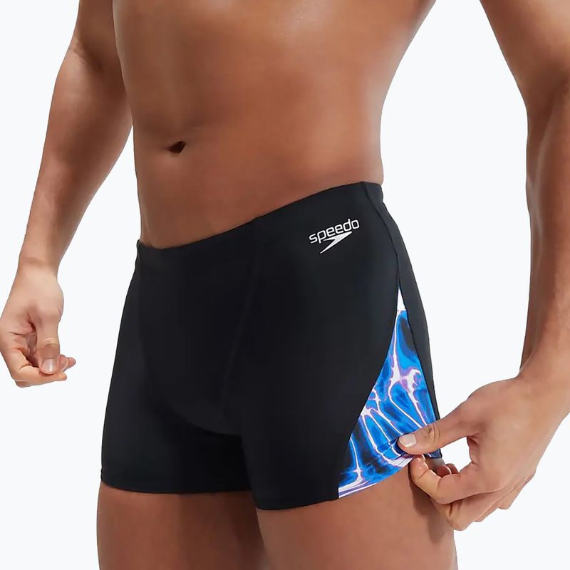 Herren Speedo Allover Digi V-Cut Schwimm-Boxershorts schwarz/blau