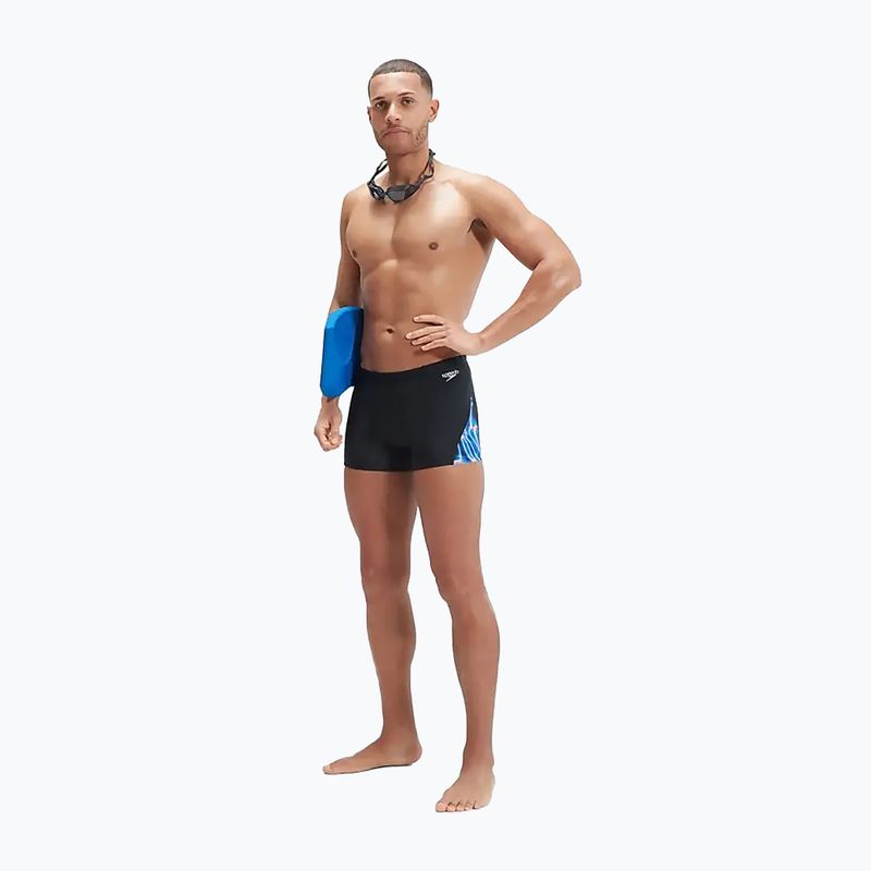 Herren Speedo Allover Digi V-Cut Schwimm-Boxershorts schwarz/blau