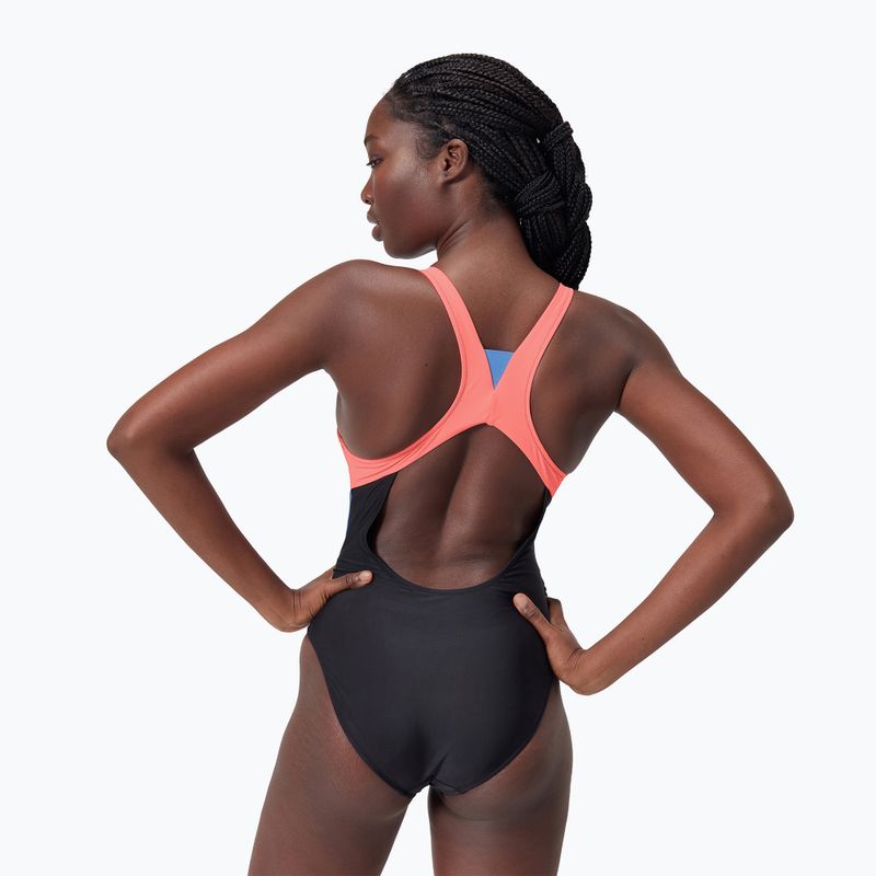 Speedo Zip Colorblock einteiliger Badeanzug für Damen anthrazit 2