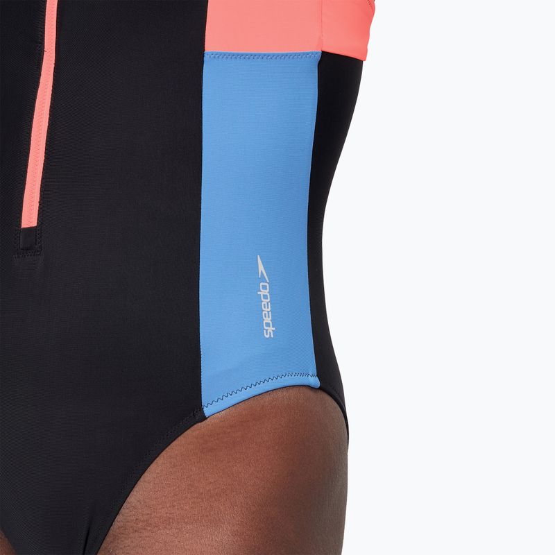 Speedo Zip Colorblock einteiliger Badeanzug für Damen anthrazit 4