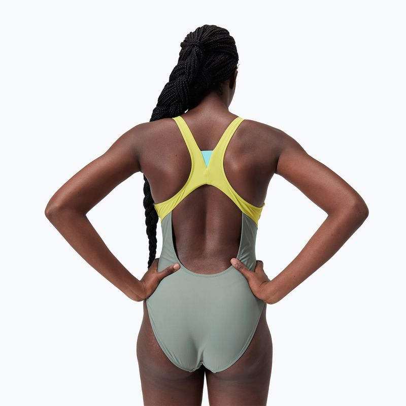 Speedo Zip Colorblock soft olive Damen Badeanzug einteilig 2