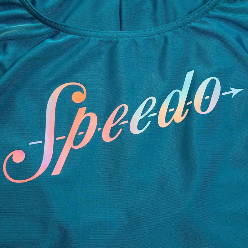 Speedo Damen-Badeanzug Logo Deep U-Back peacock/pumpkin spice/marine blue 4