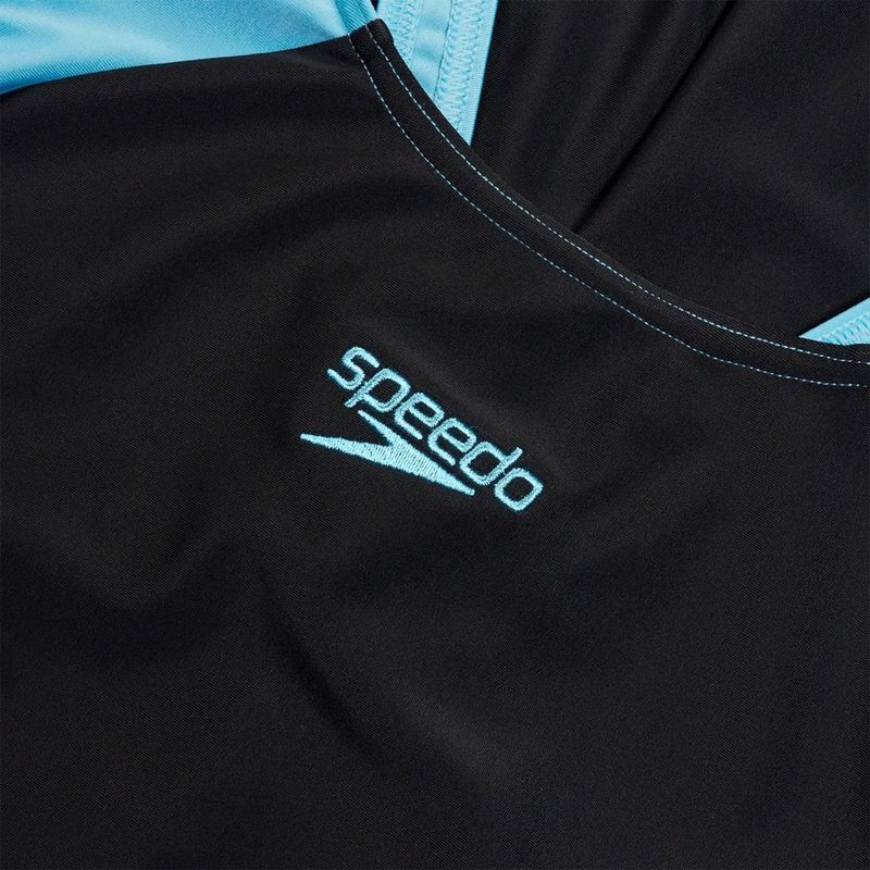 Speedo Colourblock Splice Muscleback einteiliger Badeanzug für Damen schwarz/süßes lila/picton blau 4