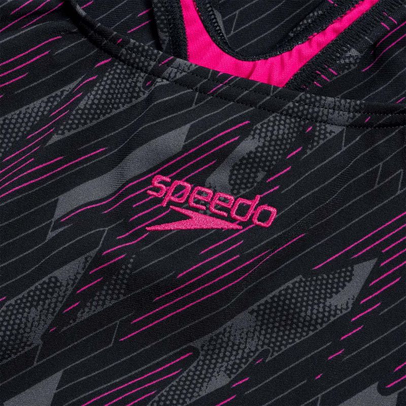 Speedo Damen-Badeanzug HyperBoom Allover Medalist schwarz/electric pink/usa charcoal 4