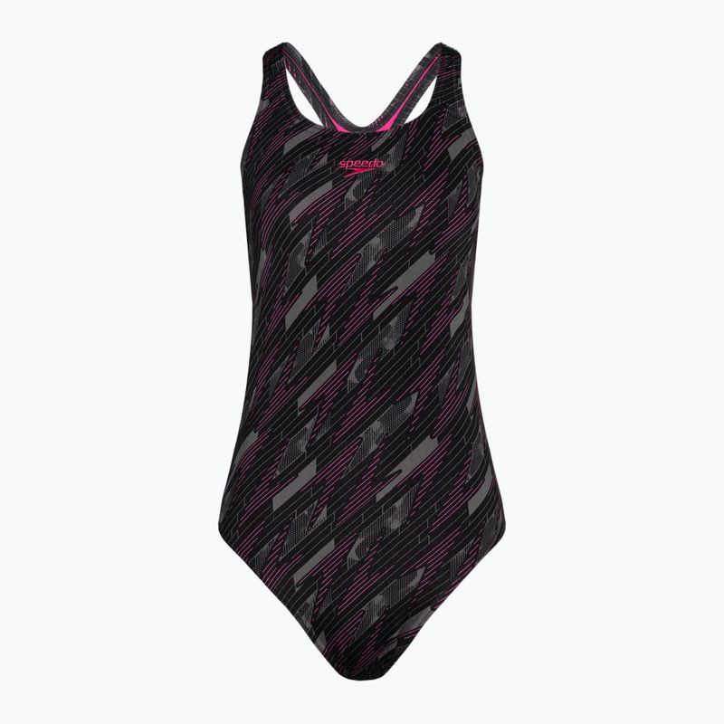 Speedo Damen-Badeanzug HyperBoom Allover Medalist schwarz/electric pink/usa charcoal