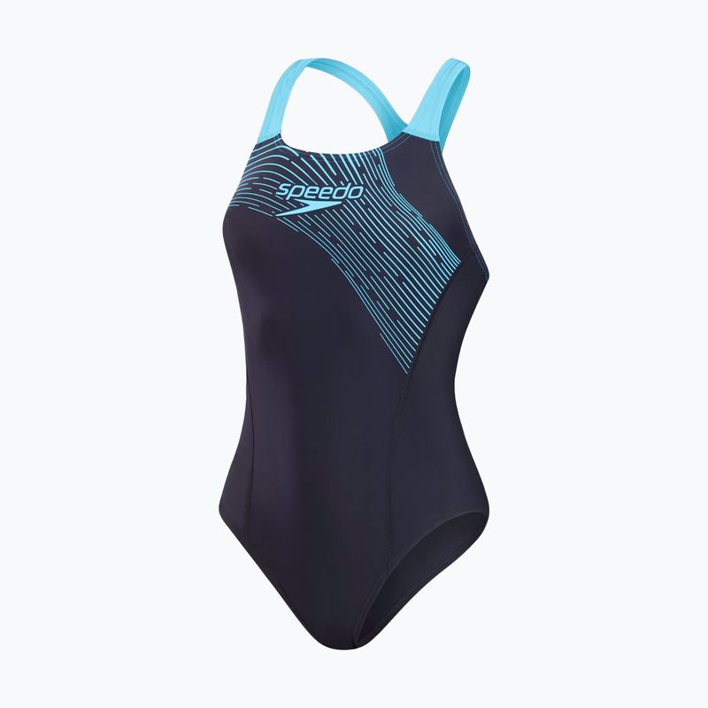 Speedo Medley Logo One Piece Badeanzug true navy/picton blau