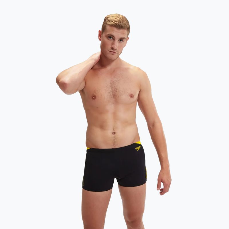 Herren Speedo Hyper Boom Splice schwarz/zitrone Nieselregen schwimmen Boxershorts 4