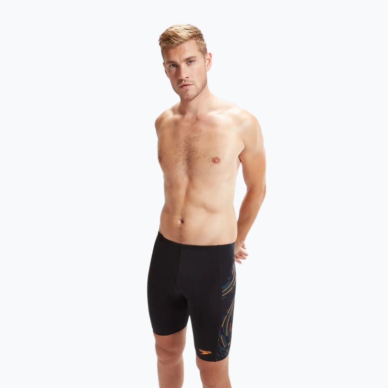 Herren Speedo Tech Panel schwarz/Mandarine schälen/dunkel teal schwimmen Jammers 5