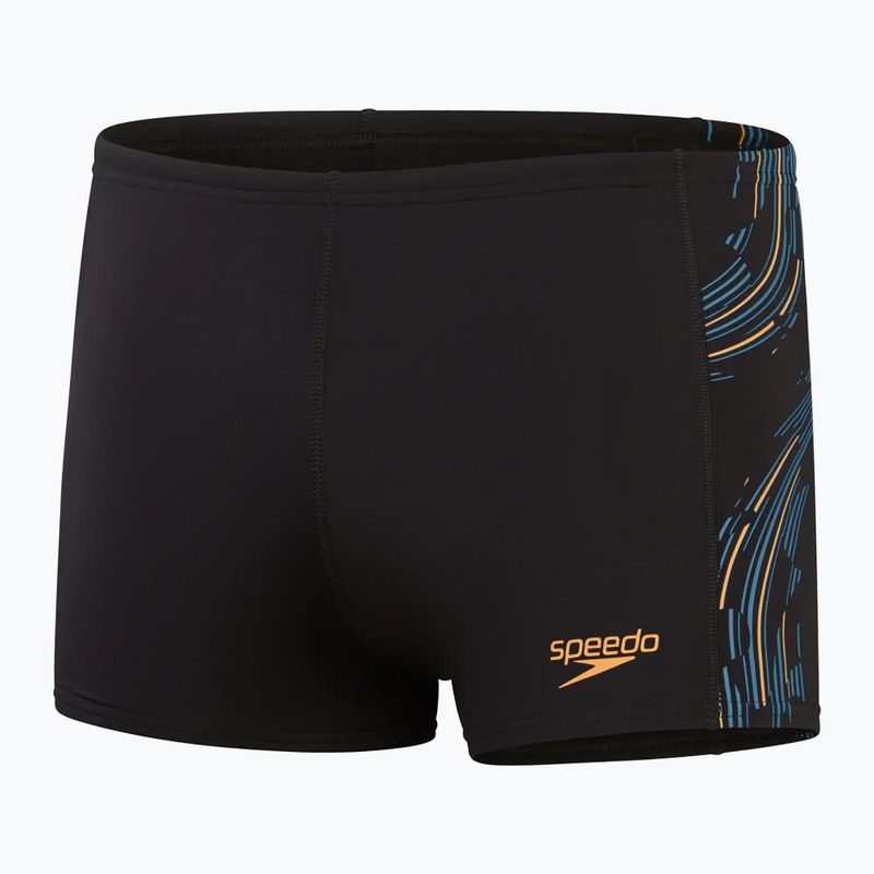 Herren Speedo Tech Panel schwarz/Mandarine schälen/dunkelgrün schwimmen Boxershorts