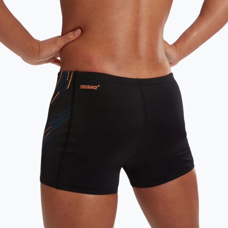 Herren Speedo Tech Panel schwarz/Mandarine schälen/dunkelgrün schwimmen Boxershorts 8