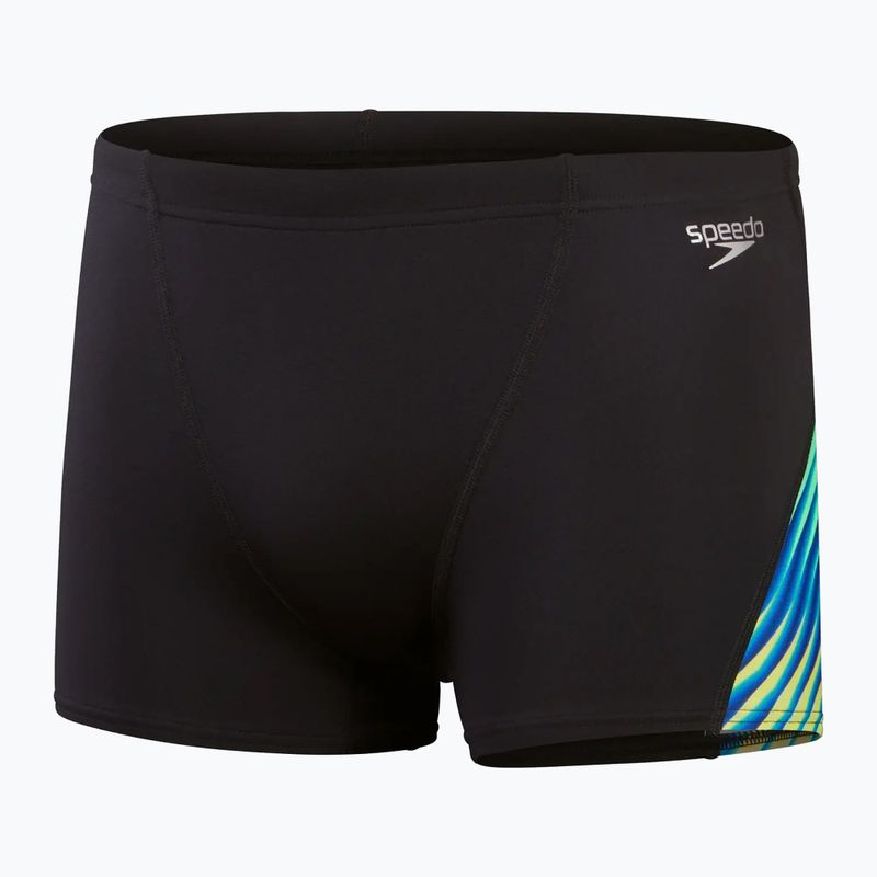 Herren Speedo Allover Digital V-Cut Aquashort Schwimm-Boxershorts schwarz/true cobalt