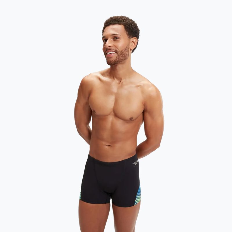 Herren Speedo Allover Digital V-Cut Aquashort Schwimm-Boxershorts schwarz/true cobalt
