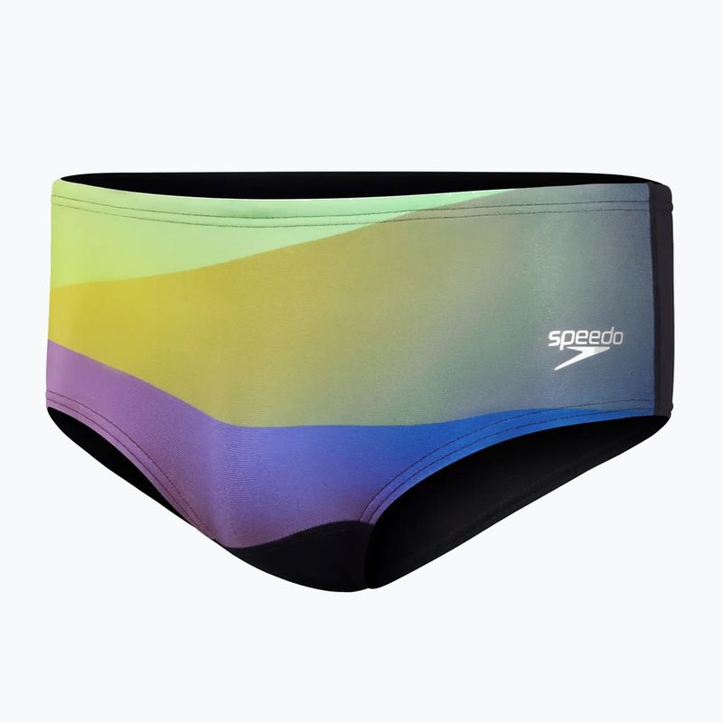 Herren Speedo Allover Digital Brief Schwimmslip schwarz/lila