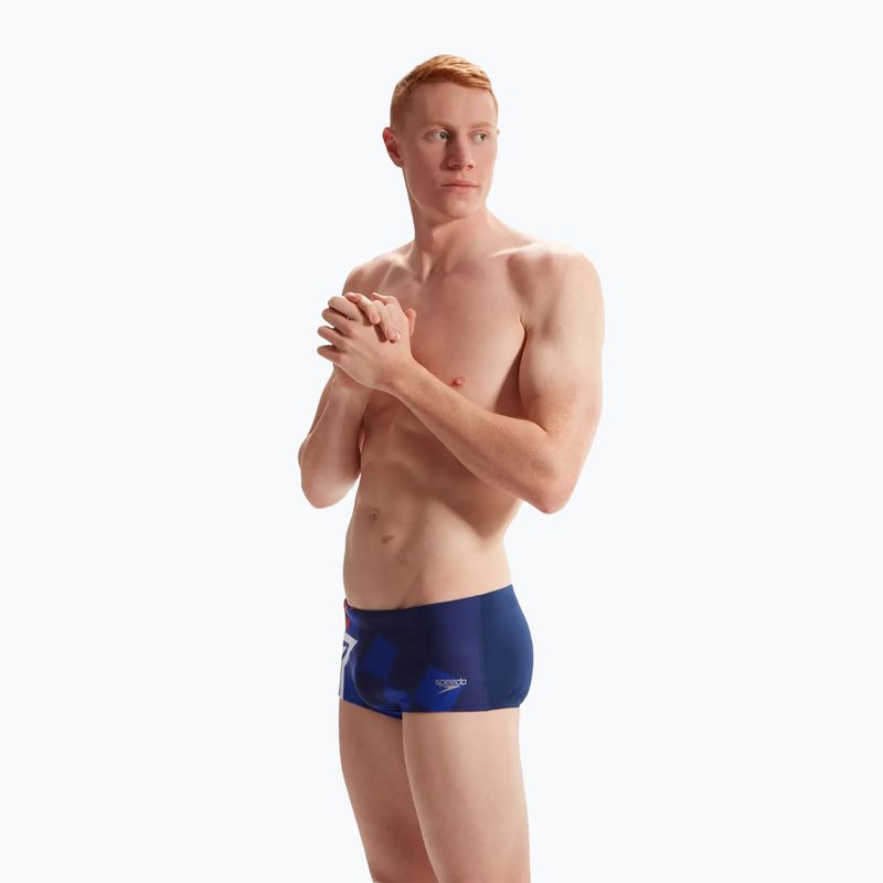 Herren Speedo Placement Digital Brief cerulean blau/true cobalt/watermelon/weiß Badeshorts 6