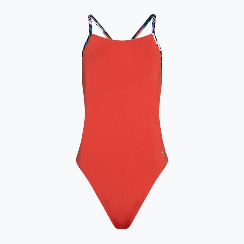 Speedo Solid Lattice Tie-Back einteiliger Badeanzug für Frauen rot/blau