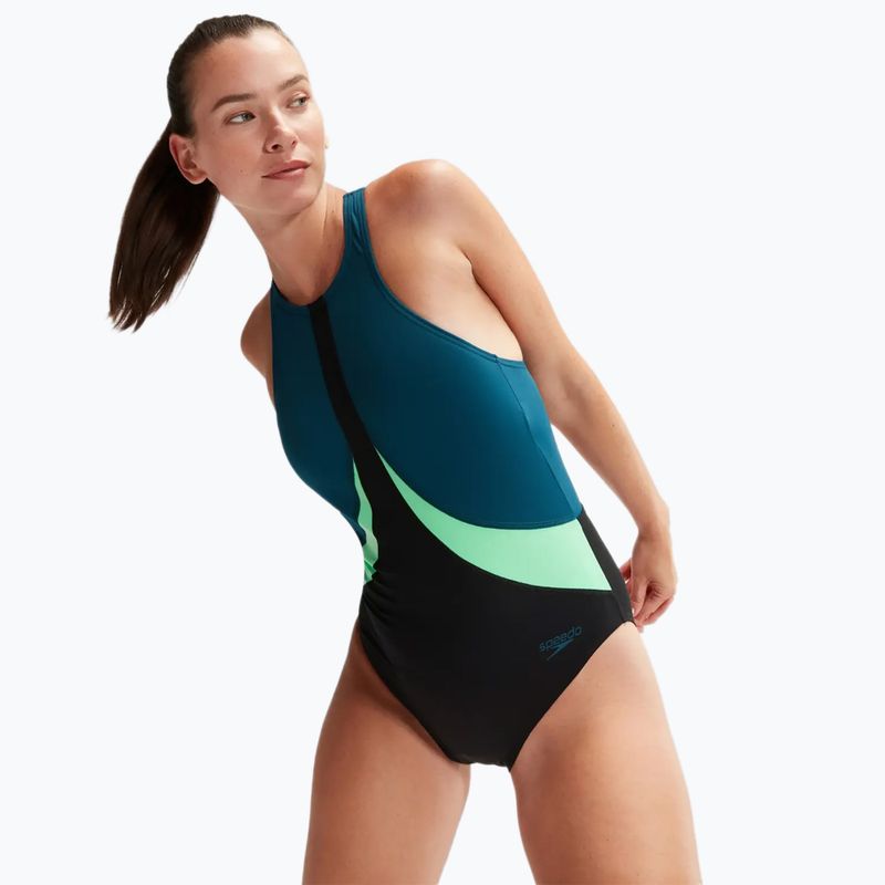 Speedo Colourblock Highneck Crossback Damen-Badeanzug einteilig